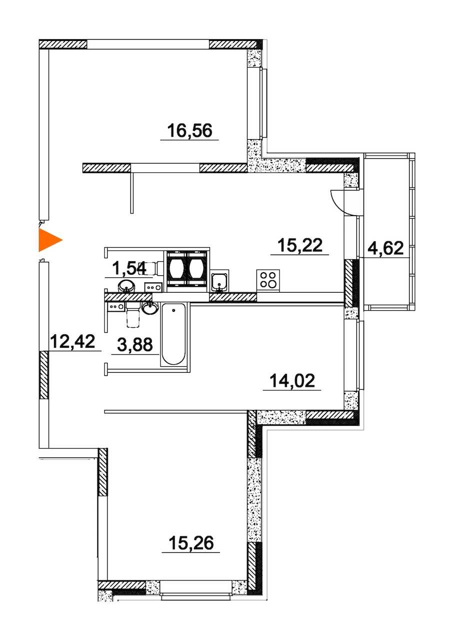Трехкомнатная квартира в : площадь 78.1 м2 , этаж: 8 – купить в Санкт-Петербурге